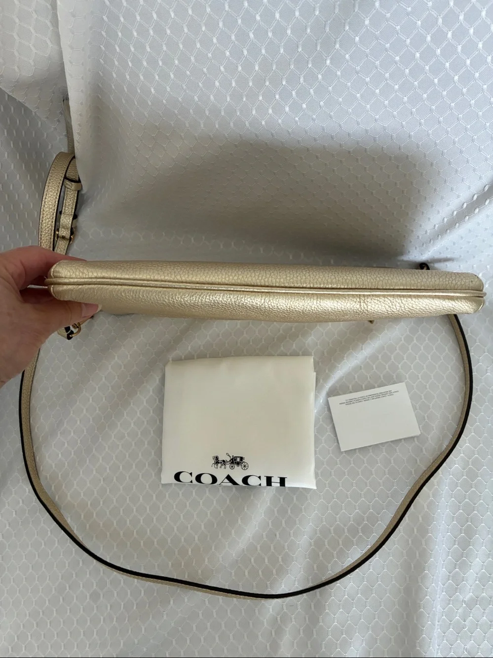 Coach NWOT Polly Crossbody Soft Gold Pebbled Leather